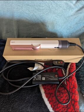Dyson Airwrap-style Airstrait Hair Straightener in White & Rose Gold